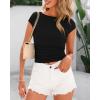 imageBTFBM Womens Summer Tops 2025 Ribbed T Shirts Crew Neck Short Sleeve Stretchy Ruched Slim Fit Workout Going Out TopBlack