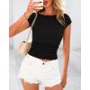 imageBTFBM Womens Summer Tops 2025 Ribbed T Shirts Crew Neck Short Sleeve Stretchy Ruched Slim Fit Workout Going Out TopBlack