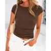 imageBTFBM Womens Summer Tops 2025 Ribbed T Shirts Crew Neck Short Sleeve Stretchy Ruched Slim Fit Workout Going Out TopCoffee