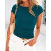imageBTFBM Womens Summer Tops 2025 Ribbed T Shirts Crew Neck Short Sleeve Stretchy Ruched Slim Fit Workout Going Out TopDark Blue