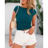 imageBTFBM Womens Summer Tops 2025 Ribbed T Shirts Crew Neck Short Sleeve Stretchy Ruched Slim Fit Workout Going Out TopDark Blue