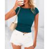 imageBTFBM Womens Summer Tops 2025 Ribbed T Shirts Crew Neck Short Sleeve Stretchy Ruched Slim Fit Workout Going Out TopDark Blue