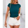 imageBTFBM Womens Summer Tops 2025 Ribbed T Shirts Crew Neck Short Sleeve Stretchy Ruched Slim Fit Workout Going Out TopDark Blue