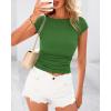 imageBTFBM Womens Summer Tops 2025 Ribbed T Shirts Crew Neck Short Sleeve Stretchy Ruched Slim Fit Workout Going Out TopGreen