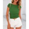 imageBTFBM Womens Summer Tops 2025 Ribbed T Shirts Crew Neck Short Sleeve Stretchy Ruched Slim Fit Workout Going Out TopGreen