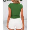 imageBTFBM Womens Summer Tops 2025 Ribbed T Shirts Crew Neck Short Sleeve Stretchy Ruched Slim Fit Workout Going Out TopGreen