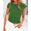 imageBTFBM Womens Summer Tops 2025 Ribbed T Shirts Crew Neck Short Sleeve Stretchy Ruched Slim Fit Workout Going Out TopGreen