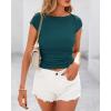 imageBTFBM Womens Summer Tops 2025 Ribbed T Shirts Crew Neck Short Sleeve Stretchy Ruched Slim Fit Workout Going Out TopLake Blue