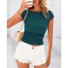 imageBTFBM Womens Summer Tops 2025 Ribbed T Shirts Crew Neck Short Sleeve Stretchy Ruched Slim Fit Workout Going Out TopLake Blue