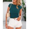 imageBTFBM Womens Summer Tops 2025 Ribbed T Shirts Crew Neck Short Sleeve Stretchy Ruched Slim Fit Workout Going Out TopLake Blue