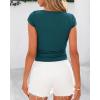 imageBTFBM Womens Summer Tops 2025 Ribbed T Shirts Crew Neck Short Sleeve Stretchy Ruched Slim Fit Workout Going Out TopLake Blue