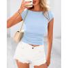imageBTFBM Womens Summer Tops 2025 Ribbed T Shirts Crew Neck Short Sleeve Stretchy Ruched Slim Fit Workout Going Out TopLight Blue