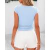 imageBTFBM Womens Summer Tops 2025 Ribbed T Shirts Crew Neck Short Sleeve Stretchy Ruched Slim Fit Workout Going Out TopLight Blue