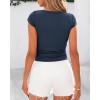 imageBTFBM Womens Summer Tops 2025 Ribbed T Shirts Crew Neck Short Sleeve Stretchy Ruched Slim Fit Workout Going Out TopNavy