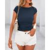 imageBTFBM Womens Summer Tops 2025 Ribbed T Shirts Crew Neck Short Sleeve Stretchy Ruched Slim Fit Workout Going Out TopNavy