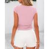 imageBTFBM Womens Summer Tops 2025 Ribbed T Shirts Crew Neck Short Sleeve Stretchy Ruched Slim Fit Workout Going Out TopPink