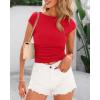imageBTFBM Womens Summer Tops 2025 Ribbed T Shirts Crew Neck Short Sleeve Stretchy Ruched Slim Fit Workout Going Out TopRed