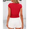 imageBTFBM Womens Summer Tops 2025 Ribbed T Shirts Crew Neck Short Sleeve Stretchy Ruched Slim Fit Workout Going Out TopRed