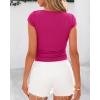 imageBTFBM Womens Summer Tops 2025 Ribbed T Shirts Crew Neck Short Sleeve Stretchy Ruched Slim Fit Workout Going Out TopRose Red