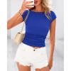 imageBTFBM Womens Summer Tops 2025 Ribbed T Shirts Crew Neck Short Sleeve Stretchy Ruched Slim Fit Workout Going Out TopRoyal Blue