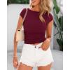 imageBTFBM Womens Summer Tops 2025 Ribbed T Shirts Crew Neck Short Sleeve Stretchy Ruched Slim Fit Workout Going Out TopWine Red