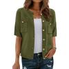 imageBTFBM Short Sleeve Cardigans for Women Button Up Sweaters Y2k Spring Summer 2025 Crew Neck Business Casual Work ClothesArmy Green