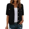 imageBTFBM Short Sleeve Cardigans for Women Button Up Sweaters Y2k Spring Summer 2025 Crew Neck Business Casual Work ClothesBlack
