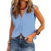 imageBTFBM Summer Sweater Vest for Women 2025 Sleeveless V Neck Button Up Cardigan Waffle Knit Tank Tops Spring ClothesLight Blue