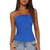 imageBTFBM Womens Strapless Tube Tops Summer Spring Clothes 2025 Trendy Casual Ruched Stretchy Going Out Bodycon Bandeau TopBlue