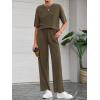 imageBTFBM 2 Piece Sets For Women Summer Short Sleeve Top Wide Leg Pants Casual Airport Travel Outfits Lounge Sets TracksuitsArmy Green