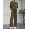 imageBTFBM 2 Piece Sets For Women Summer Short Sleeve Top Wide Leg Pants Casual Airport Travel Outfits Lounge Sets TracksuitsArmy Green