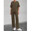 imageBTFBM 2 Piece Sets For Women Summer Short Sleeve Top Wide Leg Pants Casual Airport Travel Outfits Lounge Sets TracksuitsArmy Green