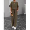 imageBTFBM 2 Piece Sets For Women Summer Short Sleeve Top Wide Leg Pants Casual Airport Travel Outfits Lounge Sets TracksuitsArmy Green