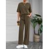 imageBTFBM 2 Piece Sets For Women Summer Short Sleeve Top Wide Leg Pants Casual Airport Travel Outfits Lounge Sets TracksuitsArmy Green