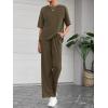 imageBTFBM 2 Piece Sets For Women Summer Short Sleeve Top Wide Leg Pants Casual Airport Travel Outfits Lounge Sets TracksuitsArmy Green