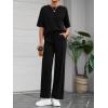 imageBTFBM 2 Piece Sets For Women Summer Short Sleeve Top Wide Leg Pants Casual Airport Travel Outfits Lounge Sets TracksuitsBlack