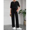imageBTFBM 2 Piece Sets For Women Summer Short Sleeve Top Wide Leg Pants Casual Airport Travel Outfits Lounge Sets TracksuitsBlack