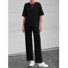 imageBTFBM 2 Piece Sets For Women Summer Short Sleeve Top Wide Leg Pants Casual Airport Travel Outfits Lounge Sets TracksuitsBlack