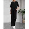 imageBTFBM 2 Piece Sets For Women Summer Short Sleeve Top Wide Leg Pants Casual Airport Travel Outfits Lounge Sets TracksuitsBlack