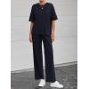 imageBTFBM 2 Piece Sets For Women Summer Short Sleeve Top Wide Leg Pants Casual Airport Travel Outfits Lounge Sets TracksuitsNavy