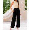 imageBTFBM Women Summer 2 Piece Outfits 2025 Beach Crew Neck Sleeveless Cropped Top Elastic Waist Wide Leg Pants Lounge SetApricot Black