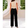 imageBTFBM Women Summer 2 Piece Outfits 2025 Beach Crew Neck Sleeveless Cropped Top Elastic Waist Wide Leg Pants Lounge SetApricot Black