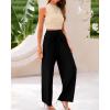 imageBTFBM Women Summer 2 Piece Outfits 2025 Beach Crew Neck Sleeveless Cropped Top Elastic Waist Wide Leg Pants Lounge SetApricot Black