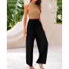 imageBTFBM Women Summer 2 Piece Outfits 2025 Beach Crew Neck Sleeveless Cropped Top Elastic Waist Wide Leg Pants Lounge SetCamel Black