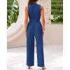 imageBTFBM Women Summer 2 Piece Outfits 2025 Beach Crew Neck Sleeveless Cropped Top Elastic Waist Wide Leg Pants Lounge SetDark Blue