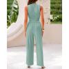 imageBTFBM Women Summer 2 Piece Outfits 2025 Beach Crew Neck Sleeveless Cropped Top Elastic Waist Wide Leg Pants Lounge SetFruit Green