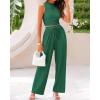 imageBTFBM Women Summer 2 Piece Outfits 2025 Beach Crew Neck Sleeveless Cropped Top Elastic Waist Wide Leg Pants Lounge SetGreen