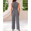 imageBTFBM Women Summer 2 Piece Outfits 2025 Beach Crew Neck Sleeveless Cropped Top Elastic Waist Wide Leg Pants Lounge SetGrey