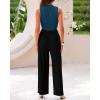 imageBTFBM Women Summer 2 Piece Outfits 2025 Beach Crew Neck Sleeveless Cropped Top Elastic Waist Wide Leg Pants Lounge SetLake Blue Black