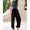 imageBTFBM Women Summer 2 Piece Outfits 2025 Beach Crew Neck Sleeveless Cropped Top Elastic Waist Wide Leg Pants Lounge SetLake Blue Black